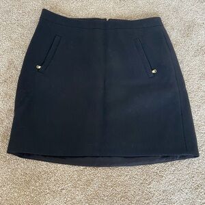 J.CREW Sz 0 Black Wool Mini Pencil Skirt Pocket Lined Preppy Office Clean Girl